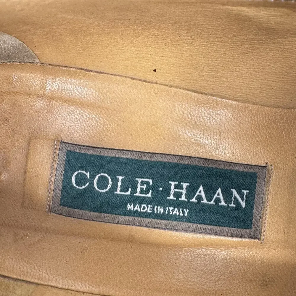 Cole Haan Tassel Loafer‎ Pumps Womens 8 B Brown Block Heels Made In Italy F8920